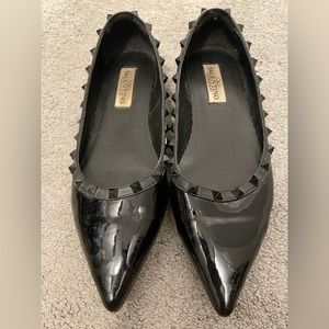 Valentino rock stud ballet flats. Black on black. Size 42
